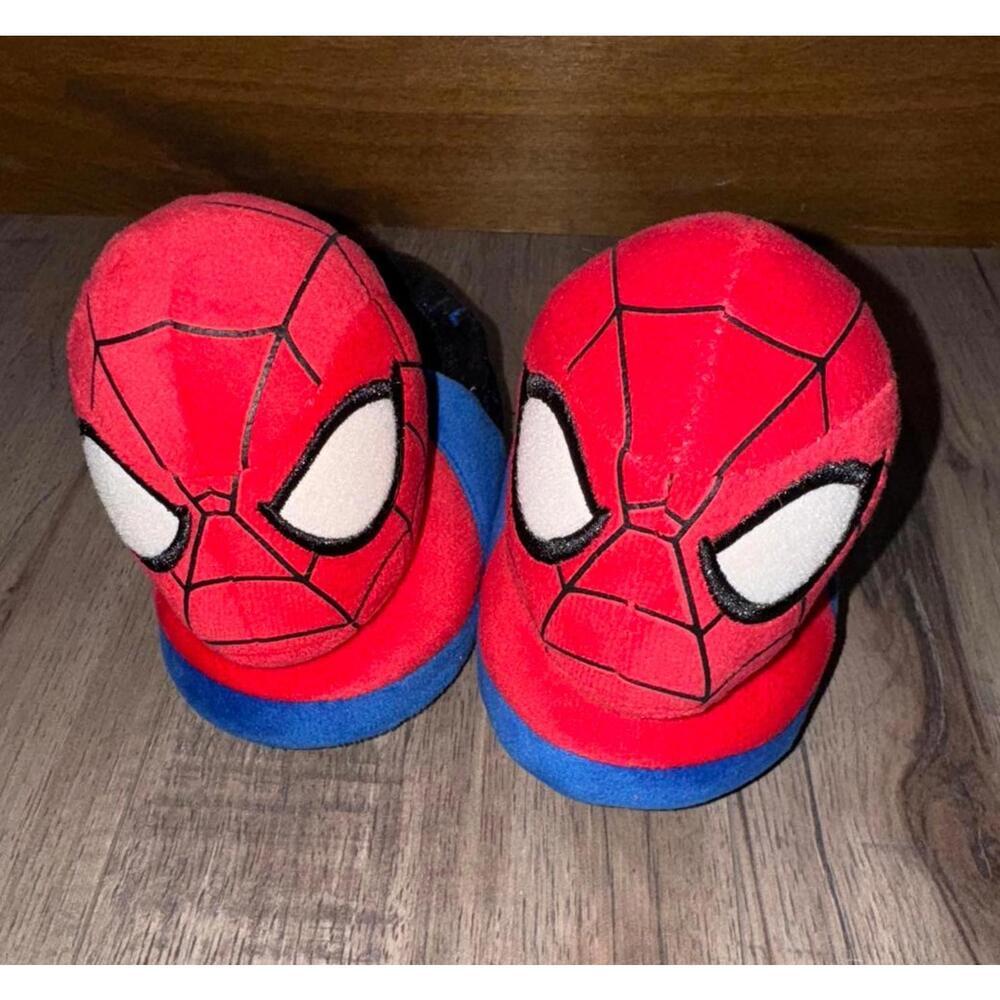 Marvel Spiderman Head Toddler Slippers Boys Girls Size 5‎ 6 Blue Red Spidey